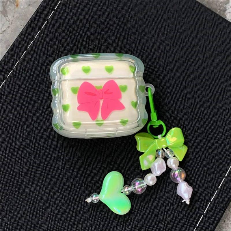 

Ins Love Heart Bow Pendant Earphone Case for Apple Airpods Pro2 Case for Airpods 3 3rd Generation AirPod 2 1 Case