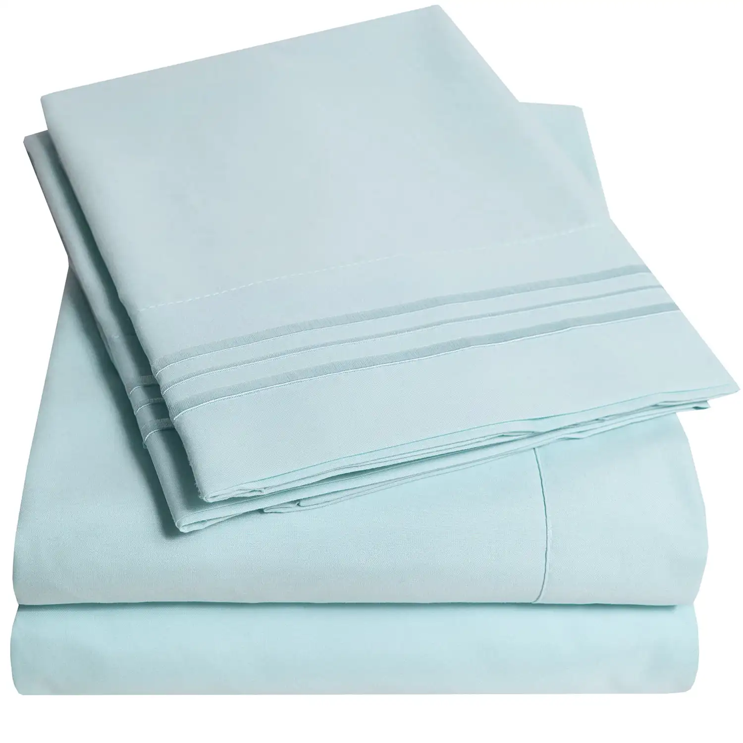 

Thread Count 4 Piece Deep Pocket Bedroom Bed Sheet Set Queen - Aqua