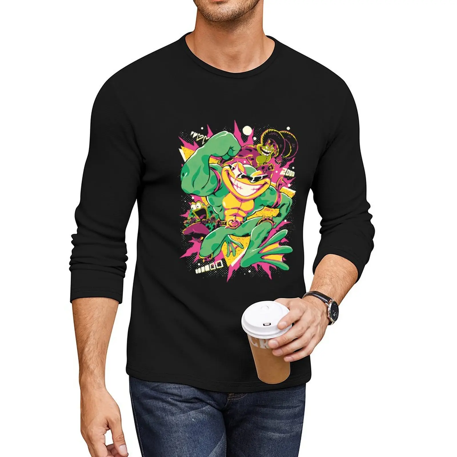 Длинная футболка BATTLETOADS RETRO быстросохнущая милые топы пустые футболки мужские