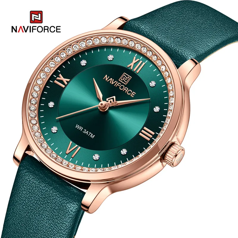 NAVIFORCE Women Watch Fashion Simple Lady Waterproof Quartz Leather Bracelet  Wristwatches Girlfriend Gift Relogio Feminino