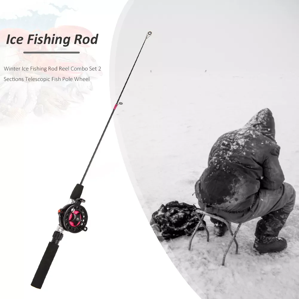 

Ice Winter Fishing Rod with Reel Combo Set Outdoor Sport Mini Feeder 2 Sections Telescopic Fishing Pole Wheel Tackle Kit