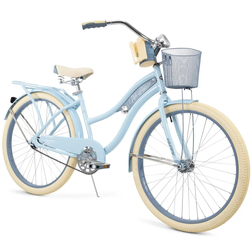 

Women's Bicycle Light Blue Bicycles Nel Lusso Classic Cruiser Bike With Perfect Fit Frame Mtb 26 Inch Mountain Cycling Sports