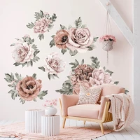 large peony flower wall stickers decal living bedroom vinyl colorful pink rose flowers wallpaper 3d art minimalist decoration