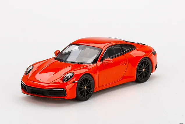 

Мини-модель 1/64 911 (992) Carrera 4S Lava Orange Diecast коллекция автомобилей ограниченный выпуск хобби-игрушки