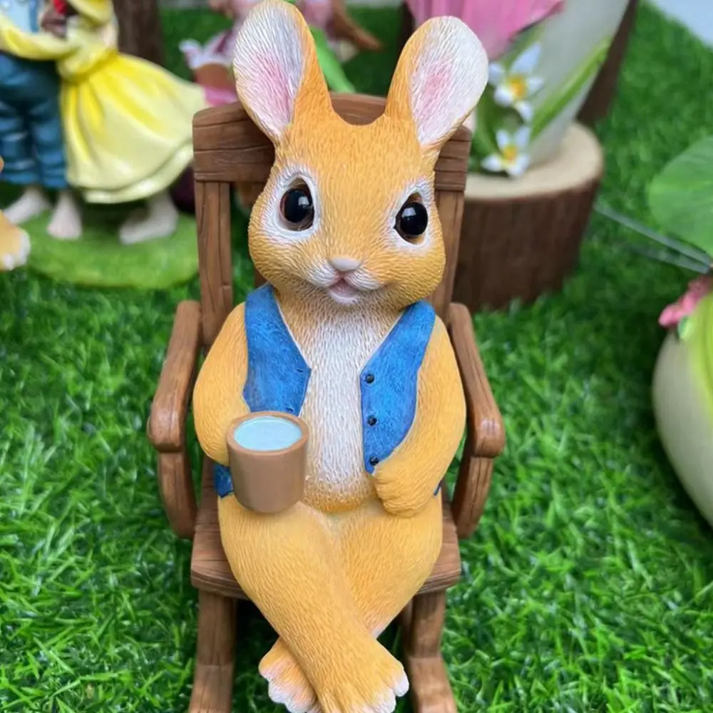 Кавайный кролик кресло-качалка скульптура мультяшный мини-кролик украшение из