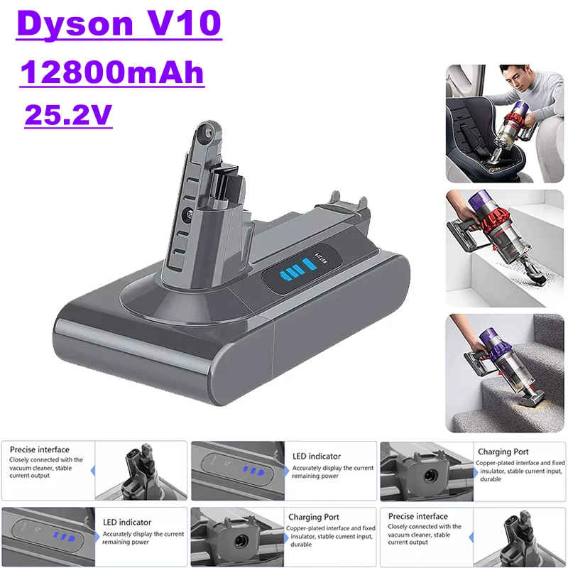 

Replacement battery of V10 handheld vacuum cleaner, 25.2v, 6800mAh ~ 12800mAh, for Dyson V10 wireless handheld vacuum cleaner