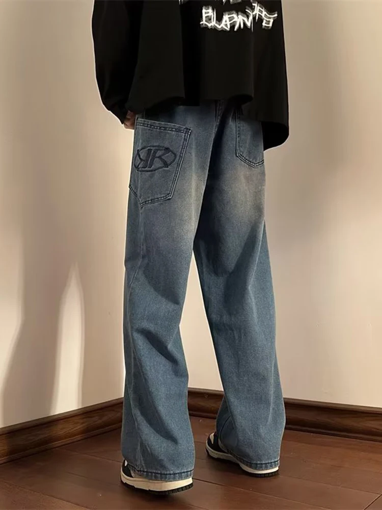 Baggy Jeans Men Fashion Retro Casual Wide-leg Jeans Men Streetwear Loose Hip Hop Straight Denim Pants Mens Trousers Men Pants