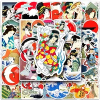 103050pcs japanese colorful ukiyo e stickers aesthetic art sea wave graffiti notebook guitar laptop diy pvc sticker decal pack