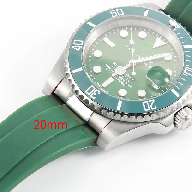 Фото Для Rolex Daytona черный зеленый водный призрак бревенчатые часы дуговой интерфейс твердая нержавеющая сталь серебряная концевая звено водонепроницаемые аксессуары №3
