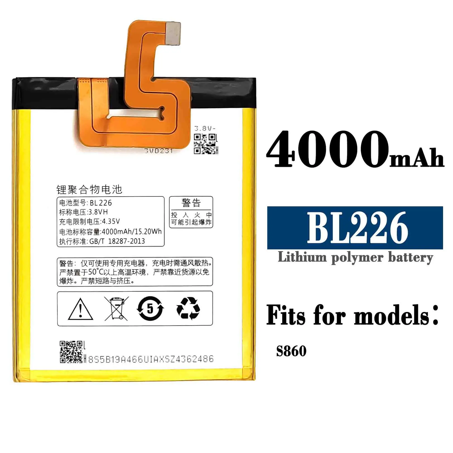 

100% High Quality Replacement Battery For Lenovo S860 BL226 4000mAh Mobile Phone Large Capacity New Batteries