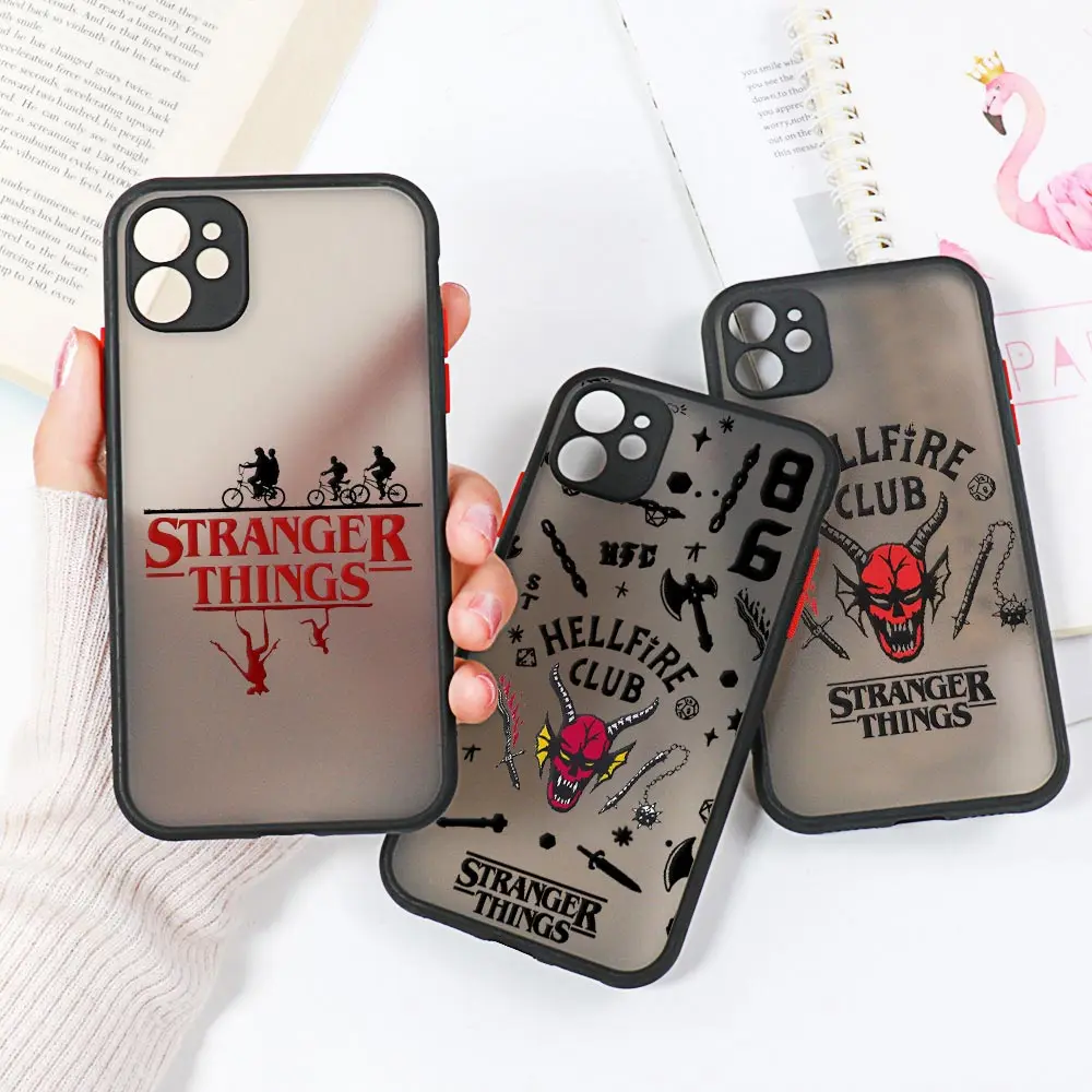 

H-Hellfire S-Stranger Things TV Show Coque iPhone14 Case For iPhone 11 13 14 12 Pro Max Mini XS XR SE 7 8 Plus Clear Matte Cover