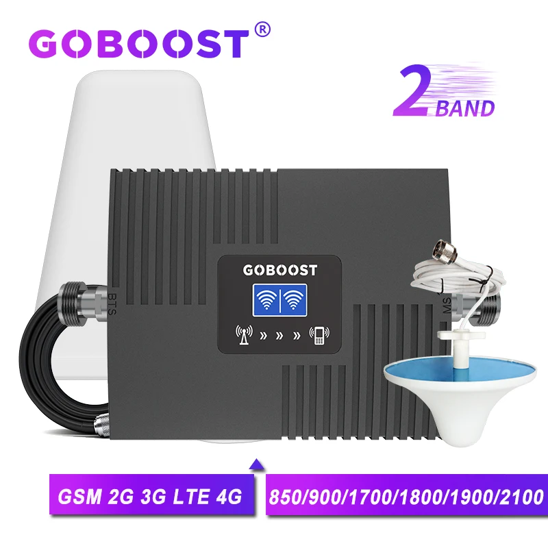Усилитель сотового сигнала GOBOOST 2 диапазона Gsm 2g 3g CDMA 850 900 2100 LTE DCS 1800 AWS 1700 шт. 1900 МГц