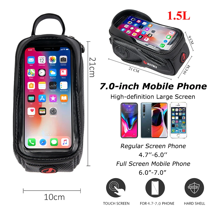 jletoli bicycle bag waterproof touch screen cycling bag with sun visor bike top tube bag 6 7inch phone case mtb accessories free global shipping