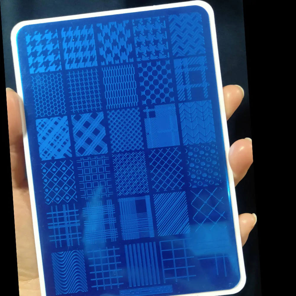 

14.5X9.5CM Stainless Steel Nail Stamping Plates Over-size Nail Stencils Template With Blue Film DIY Nail Art Decal Templates &*&