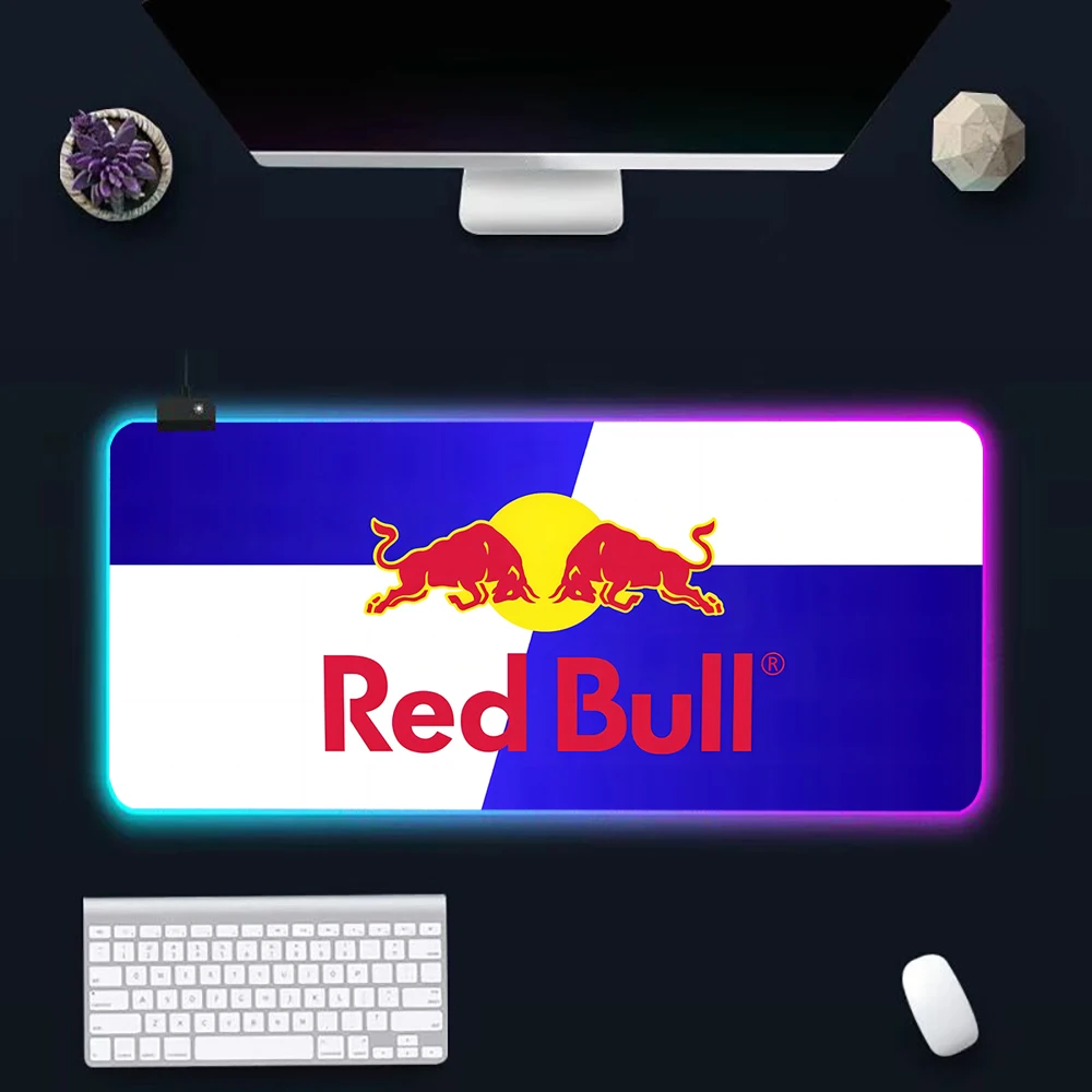 

RGB Pc игровой коврик для клавиатуры и мыши, подкладка для мыши, светящиеся коврики для мыши, резиновый игровой компьютерный коврик, красный B-Bulls
