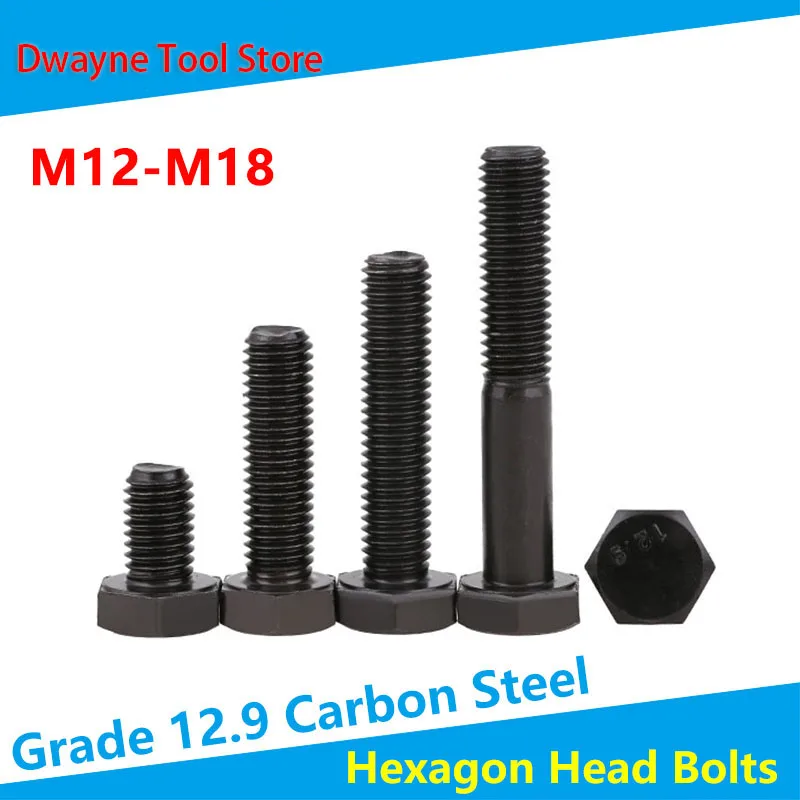 

12.9 Grade External Hex Screw Alloy Steel High Strength External Hex Full Teeth Bolt M12M14M16M18 【5Pcs】