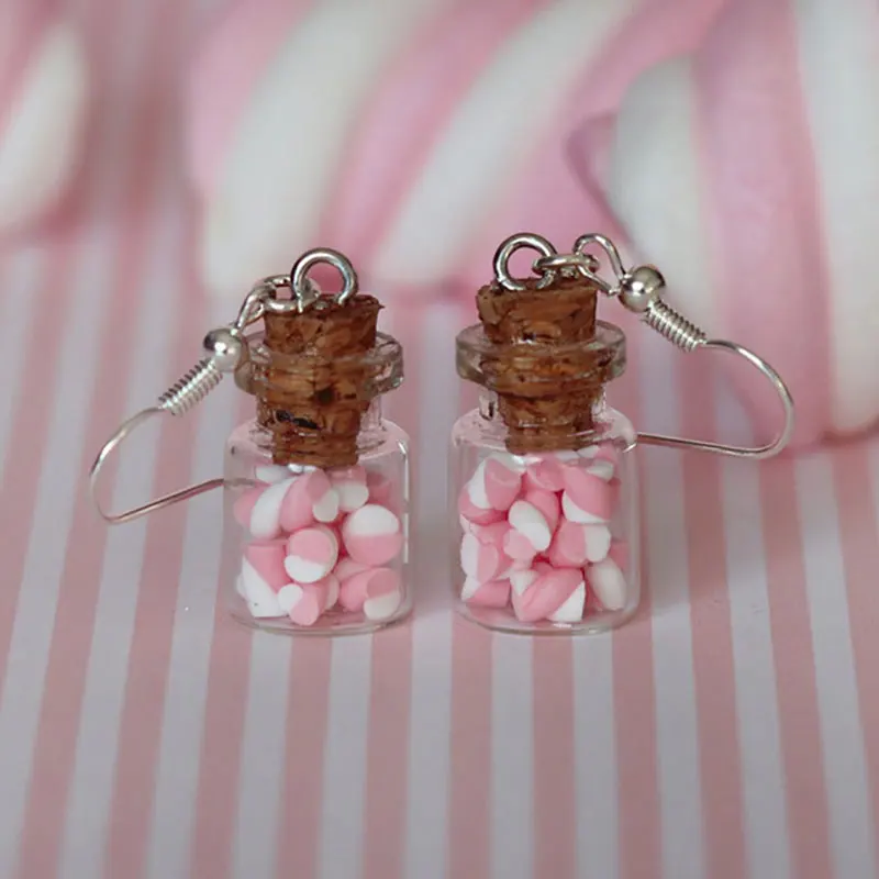 

Candy Серьги с кувшином-Pink Candy Серьги с кувшином-Mini серьги с пищевыми продуктами Marshmallow Kawaii