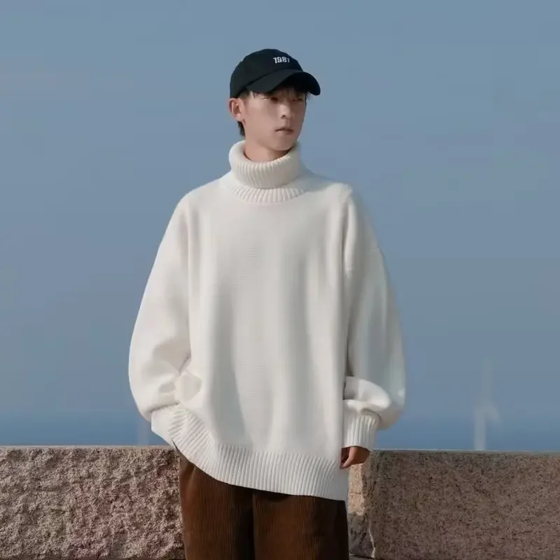 2024 зимний новый стиль корейская версия простой однотонный свитер для мужчин