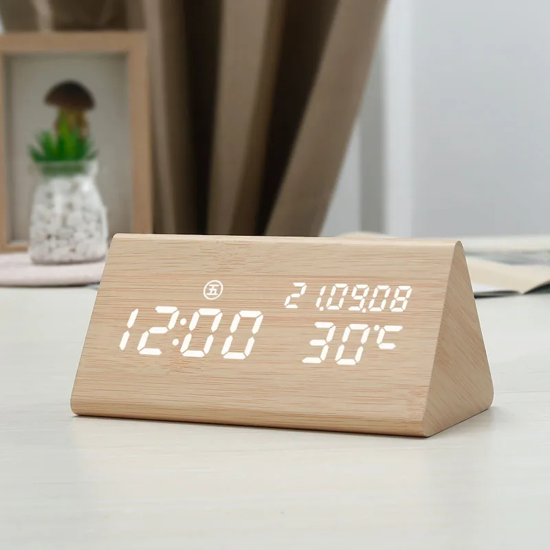 

Vintage Wooden Alarm Clock, Led Silent Electronic Clock, Creative Bedside Clock, Living Room Clock, Seat Clock Decoration, Lumin