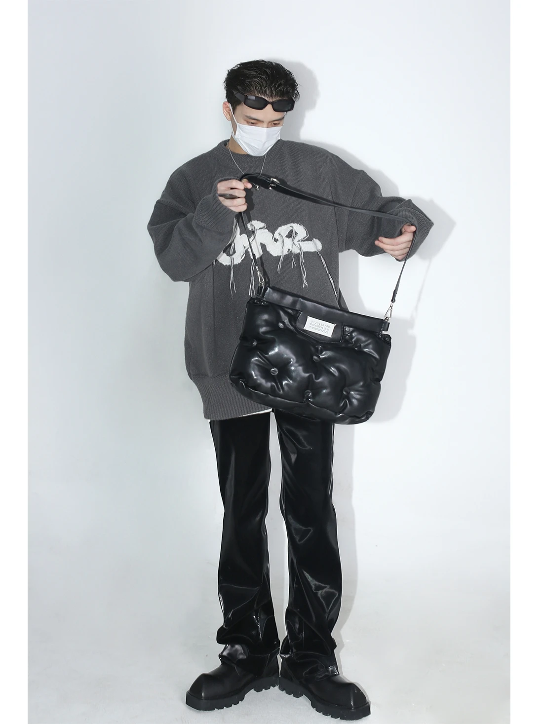 2023 Luxury Metalic Teachwear  Men trousers Faux Leather Pants Streetwear Y2K men's pants Trousers pantalon homme