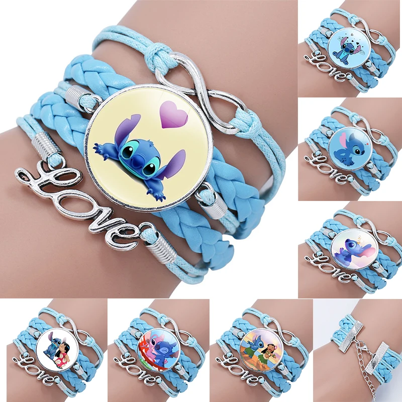 

1Piece Lilo & Stitch Kawaii Cartoon Bracelet Anime Character Print Cute Wrist Gifts Kids Girls Girly Heart Christmas Party Gifts