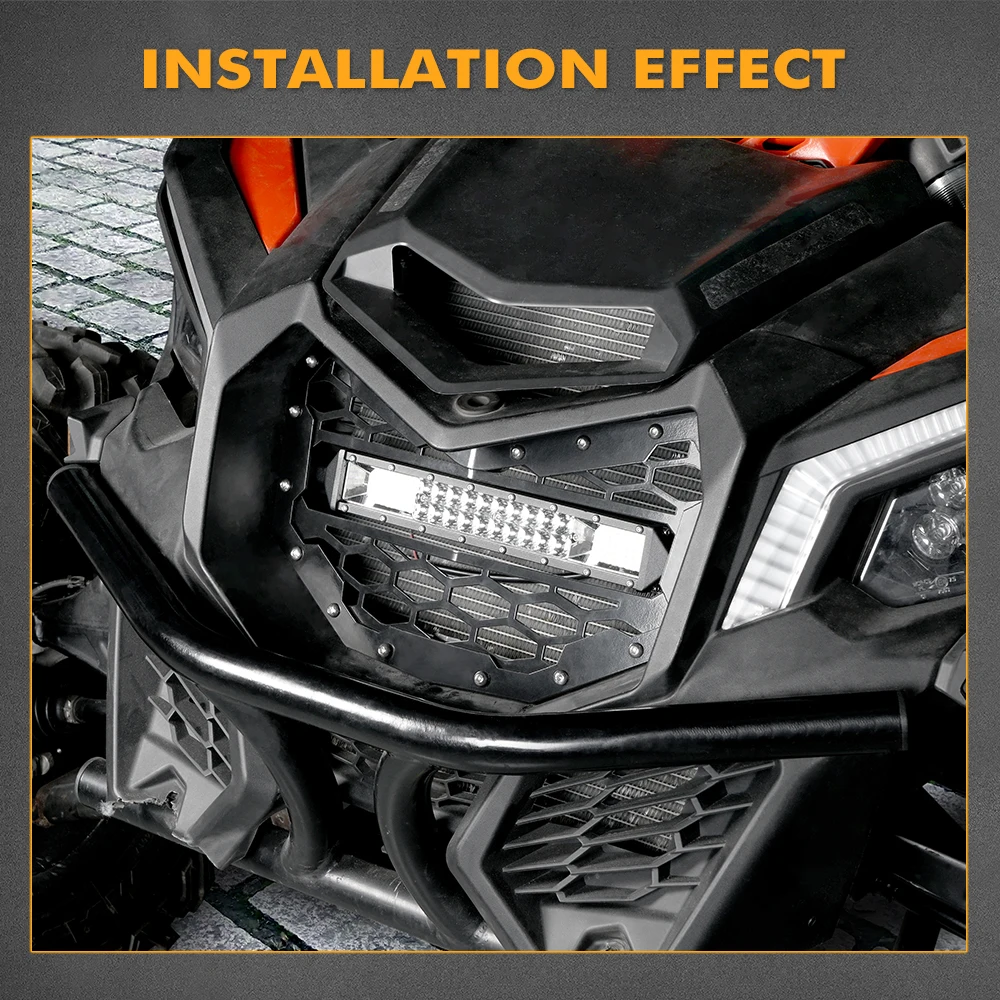 

UTV for Can-Am Maverick X3 4x4 XRS XDS Turbo DPS 2017-2021 Mesh Grill Grille 10'' Cover Protector With LED Light Bar Accessories