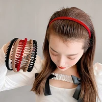 2022 fine headdress solid flocking headband wrap hair hoop bezel with teeth hairband headwear for women girl hair accessories
