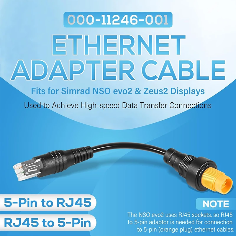 Фото 000-11246-001 Кабель-адаптер Ethernet с 5-контактным разъемом на RJ45, кабель-переходник RJ45 на 5-контактный разъем, для дисплеев Simrad NSO evo2 и Zeus2 №2