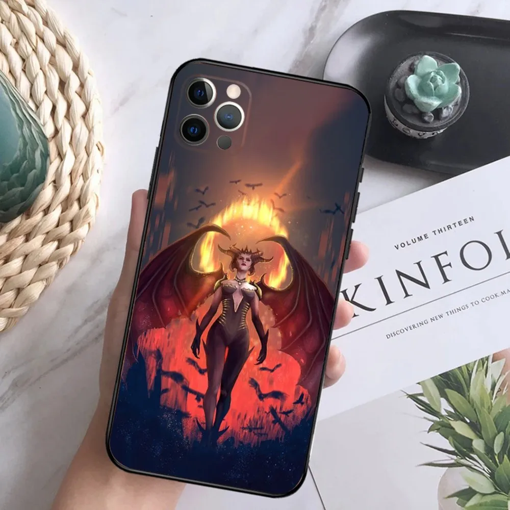 Силиконовый чехол L-Lilith D-Диабло 4 для iPhone15 14 13 12 Mini 11 Pro XR X XS MAX 6S 7 8 Plus мягкий черный