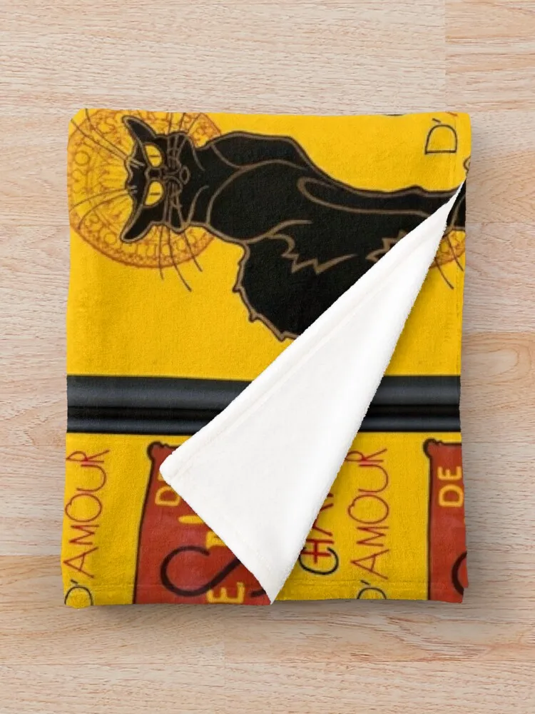 Le Chat D Amour черный кот в рамке векторное одеяло для пикника роскошные утолщенные