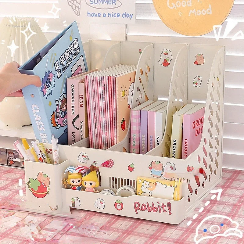 

Desktop Storage Holder Plastic File Tray Book Stationery Desk Organizer Stand Pen Holder Office School Stationery Supply