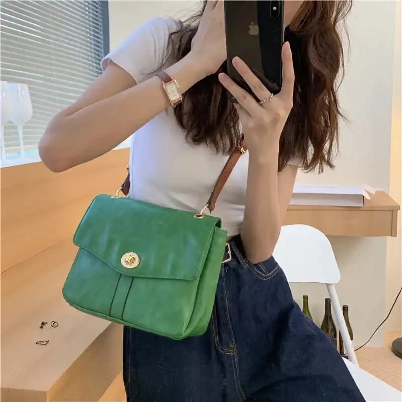 

Super Vintage Spring Green Top Fashion Bag Messenger Bags PU Leather Women Shoulder Crossbody Bags Women's Handbags Purses ​