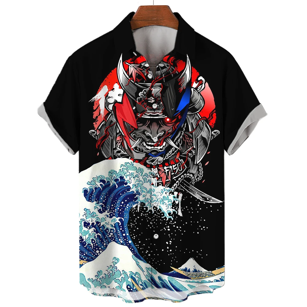 

Japanese Vintage Ghost Warrior Print Top New Oversize Casual Sports T-shirt Street Personality Harajuku Short Sleeve T-shirt