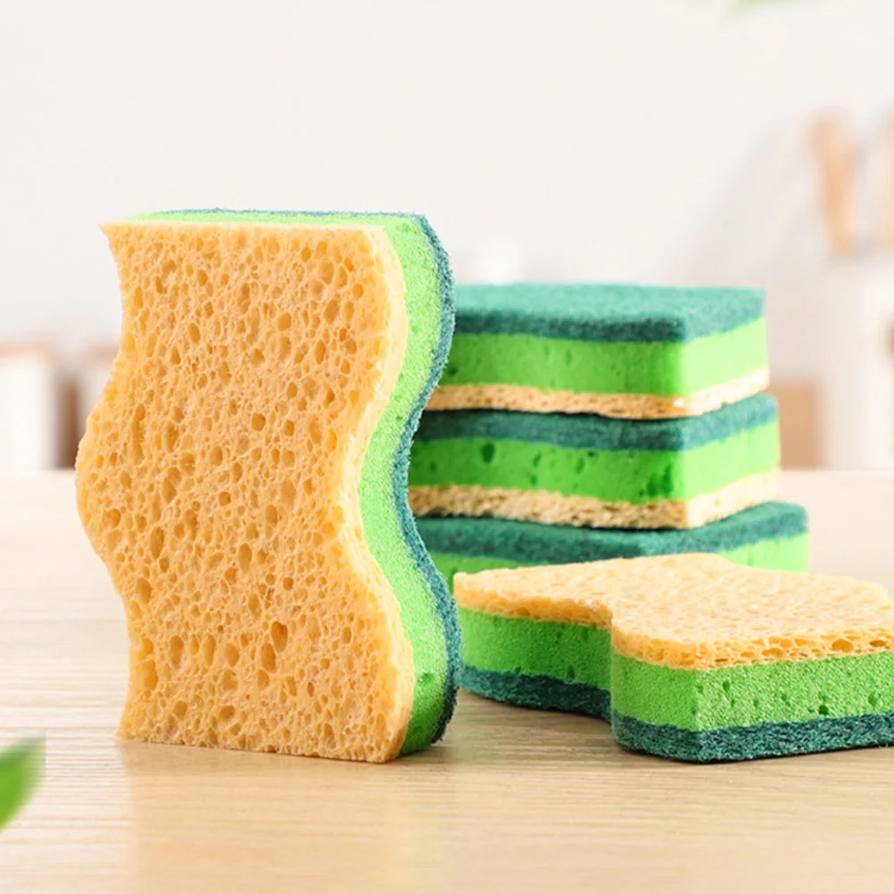 

5 Pcs Sponge Kitchen Scrub Pads Scrubbing Sponges Dishes Cleaning Rags Wok Washing Tub Scrubber