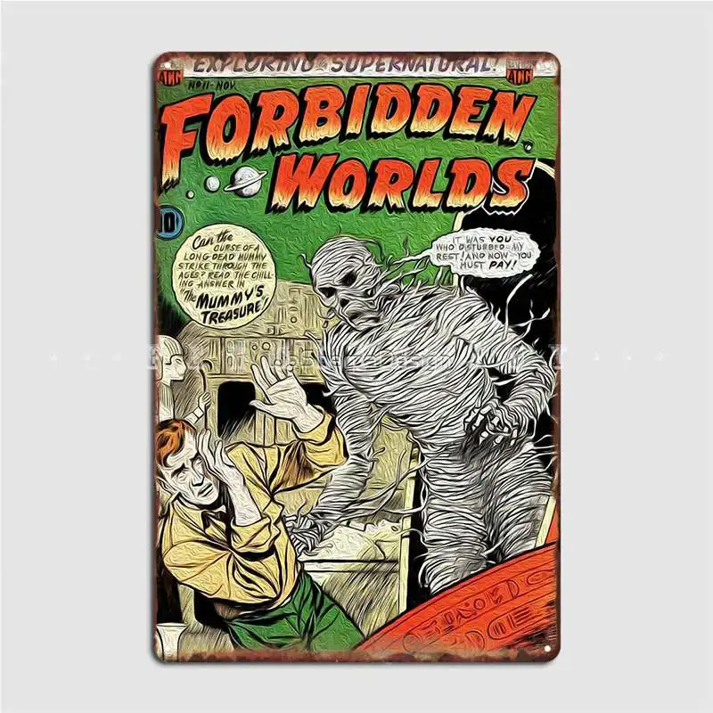 

Horror Oil Print Series 1 Forbidden Worlds Metal Plaque Poster Plaques Party Club Home Vintage Tin Sign Poster