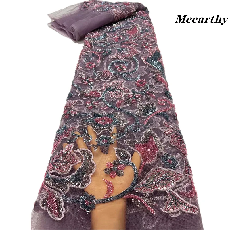 Роскошное Свадебное платье с 3D бисером кружевная ткань хрустальные бусины 5