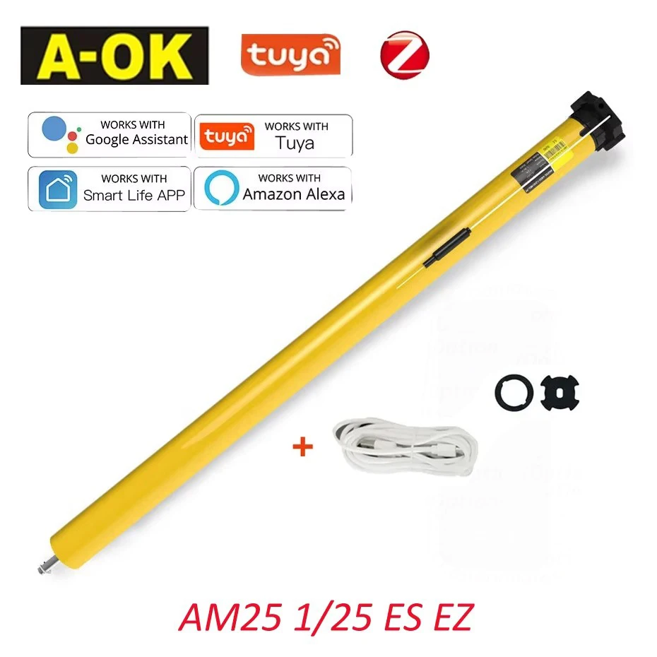 A-OK AM25 Tuya Zigbee Умный трубчатый двигатель постоянного тока для рулонных штор Li