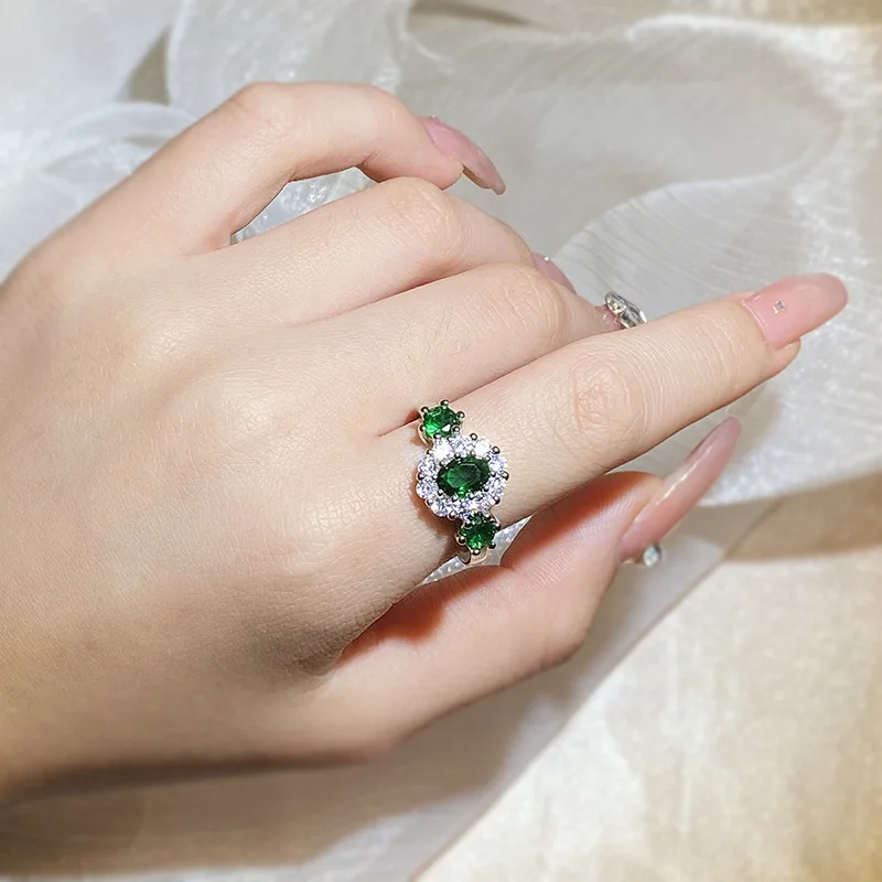 

100% S925 Sterling Silver Origin Green Emerald Ring for Women Fine Anillos De Wedding Bands Bizuteria Natural Emerald Gemstone
