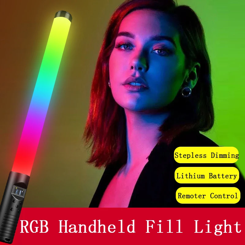 

50cm20" RGB Handheld LED Video Light Wand Stick Photography Light With Built-in Rechargable Battery For Youtube TikTok Live Vlog