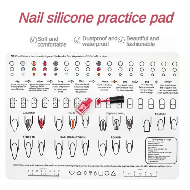 Силиконовый акриловый тренировочный лист для ногтей подушечка улучшения жидкие