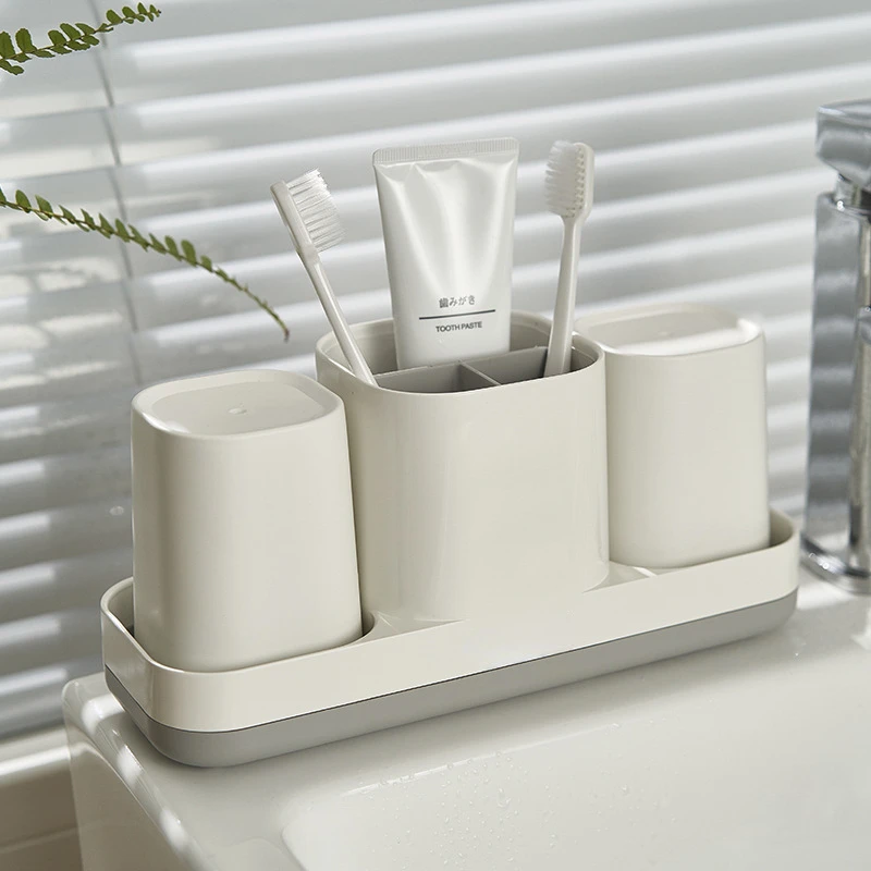 Bathroom Desktop Toothbrush Holder Shaving Makeup Brush Electric Toothbrush Holder Case Simple Bathroom Accessories Wash Cup Set