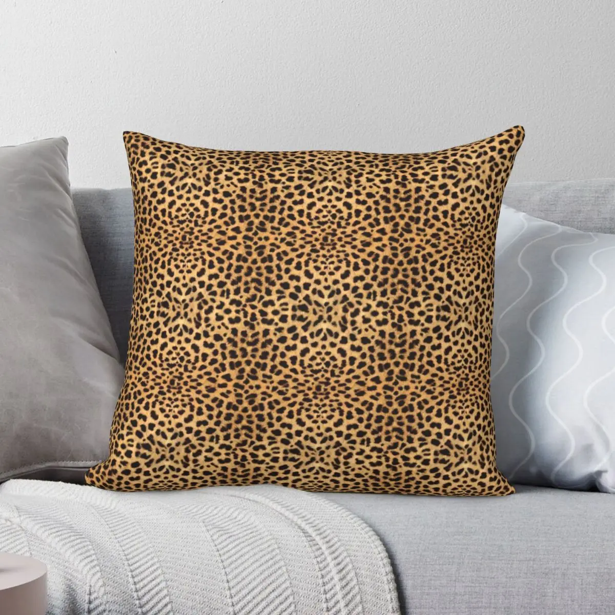 

Wild Leopard Print Square Pillowcase Polyester Linen Velvet Creative Zip Decor Throw Pillow Case Home Cushion Cover 18"