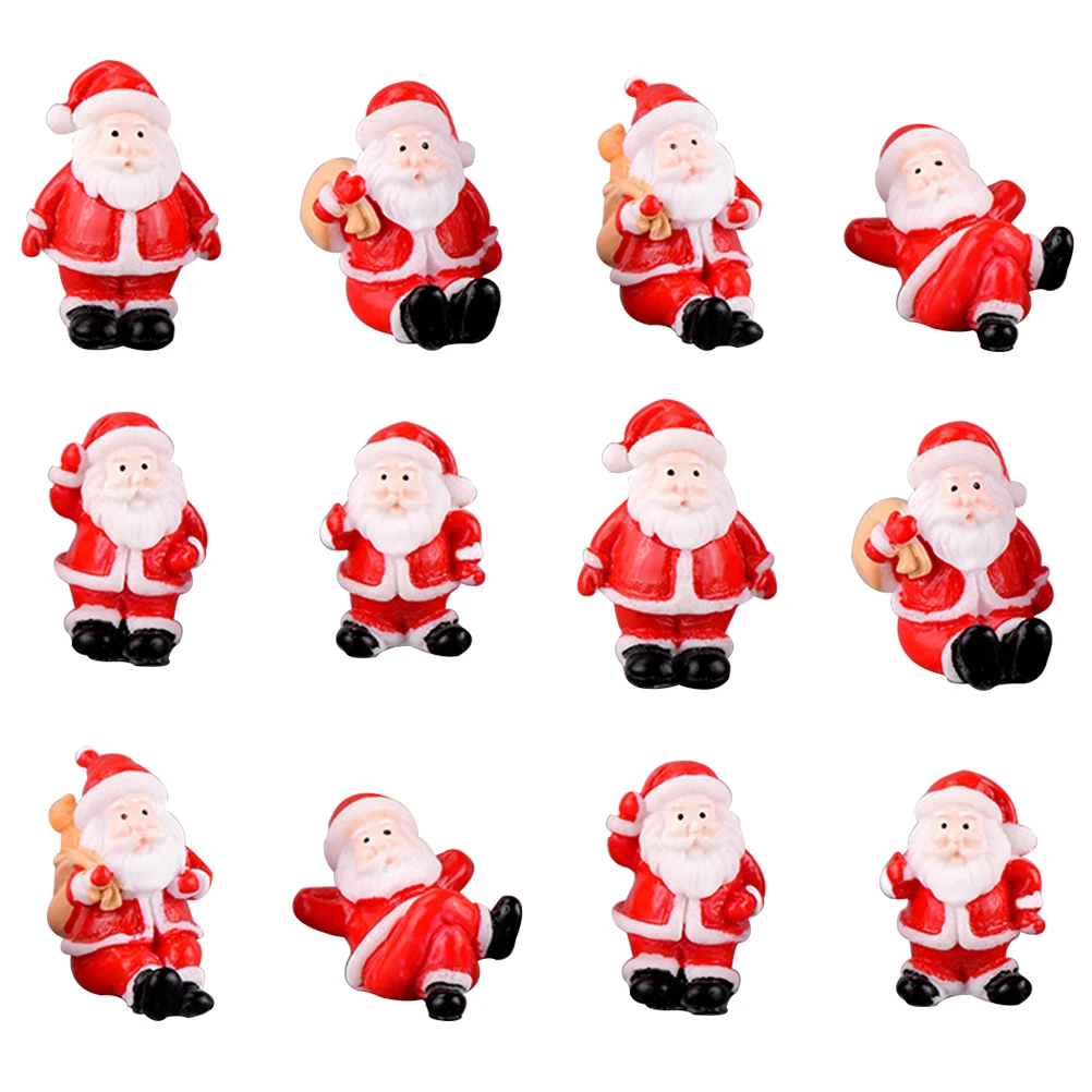 

12Pcs Mini Resin Christmas Decoration Santa Claus Micro Landscape Model DIY Miniature Garden Figurines Home Decoration