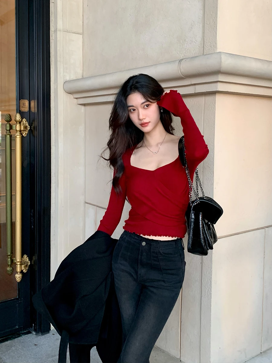 Norain без дождя дизайн крест лоскутный свитер с квадратным воротником нижняя