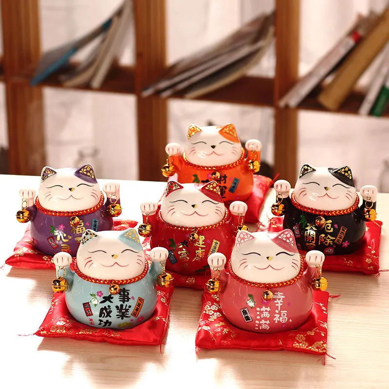 

Cashier Lucky Cat Ornaments Opening Gift Cat Piggy Bank Ceramic Japanese-style Fortune Cat Home Decoration Accessories