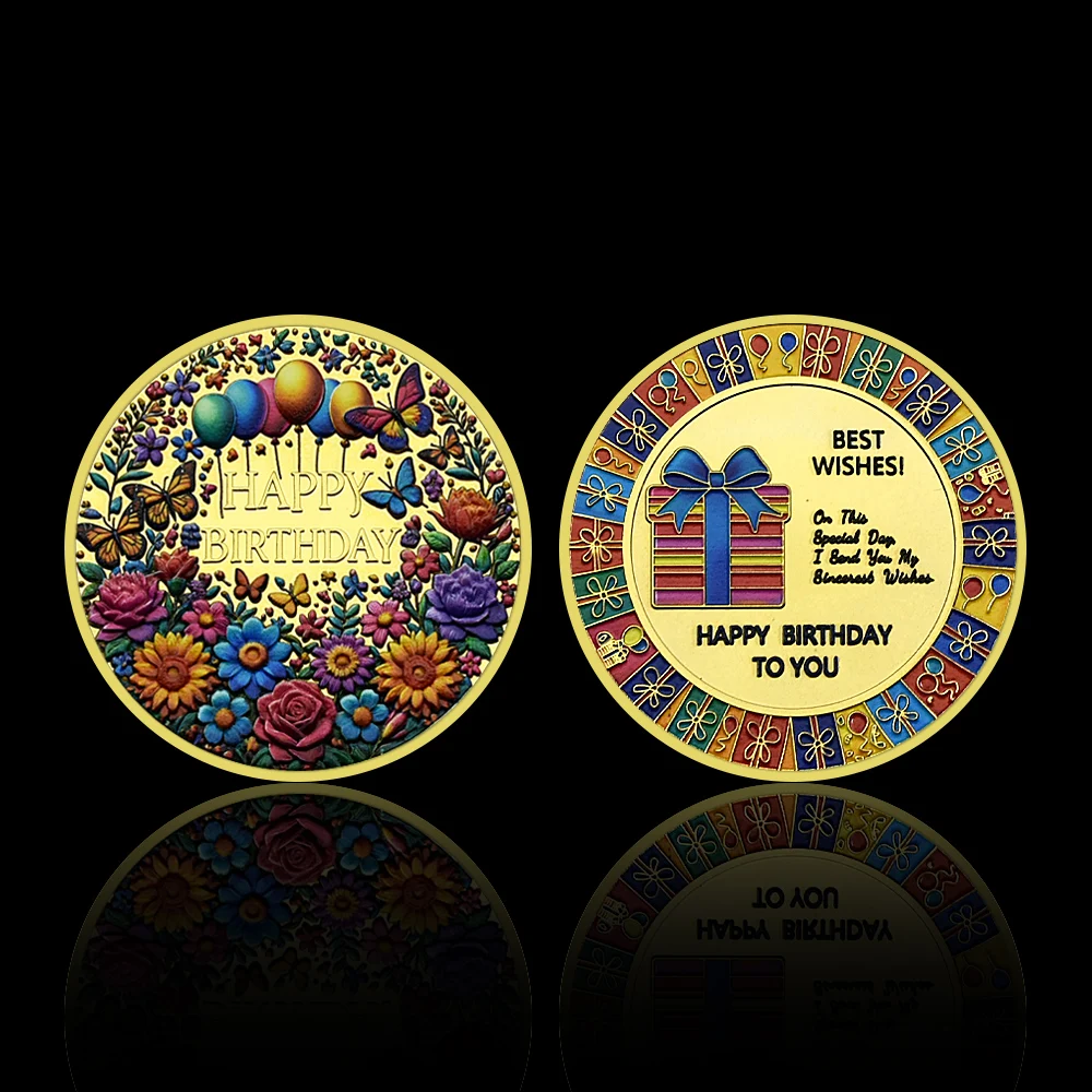 Металлическая памятная монета из цинкового сплава с днем рождения