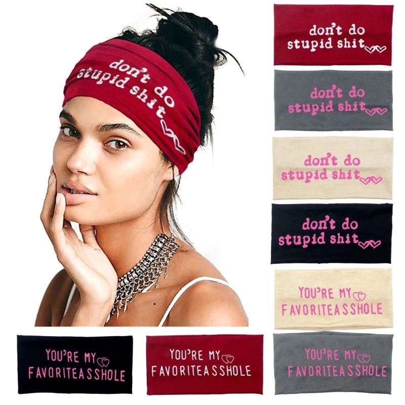 

Wide Headband for Women Sports Hairband Fashion Slang Word Headbands Female Elastic Headwraps Athletic Head Accessories