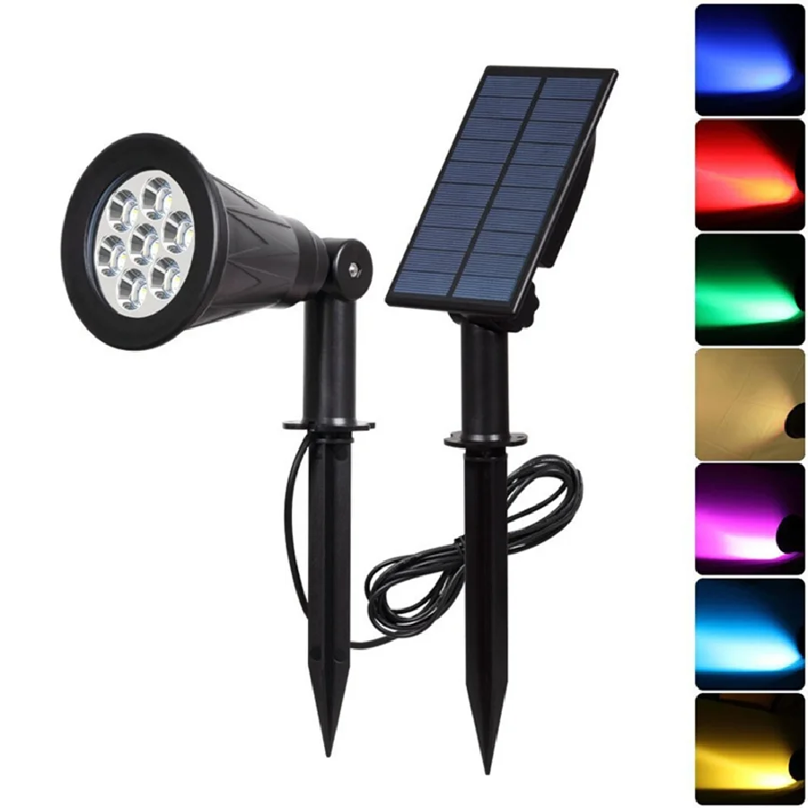 

LukLoy LED Solar Light Solar Inserted Lawn Light 7LED Light Control Projection Light Outdoor Garden Landscape Garden Wall Washer