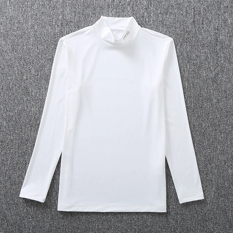 Men's golf autumn and winter sports T-shirt with slim golf half-turtleneck bottoming shirt in thin velvet