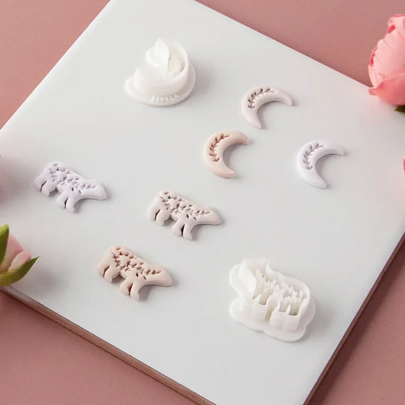DIY Moon and Bear Сережка с героями мультфильмов ювелирные изделия мягкая керамика